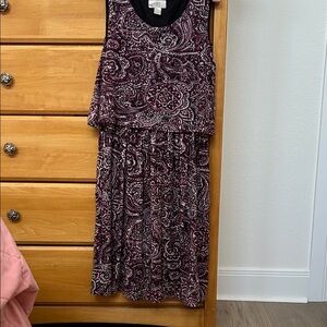 LOFT Burgundy Paisley Sleeveless Dress